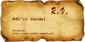 Rácz Vendel névjegykártya